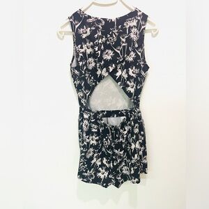 2/$20 - Dynamite Floral Black &White Summer Shorts Romper, Open Criss Cross Back